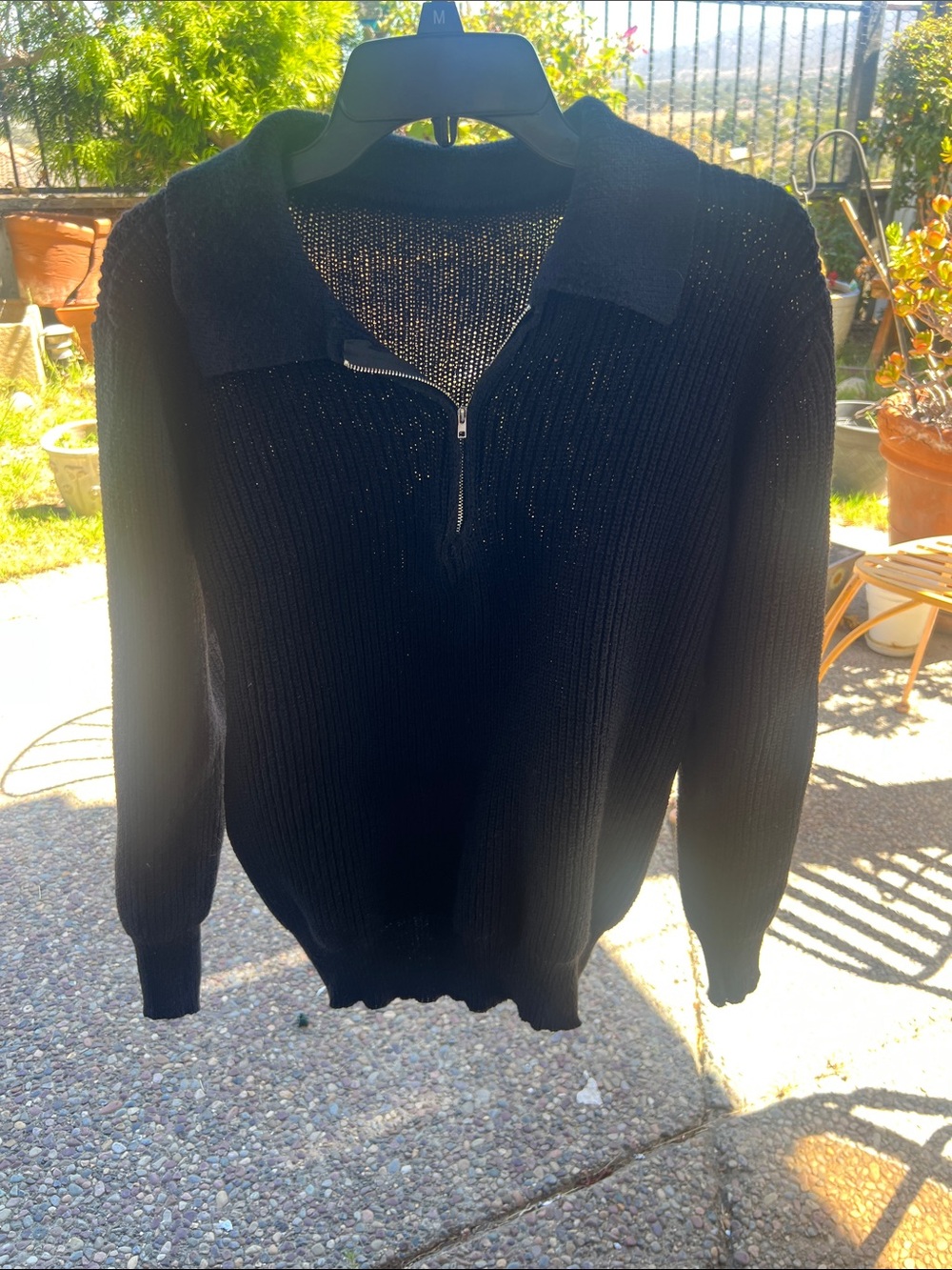 Men's Black Half-Zip Knit Sweater